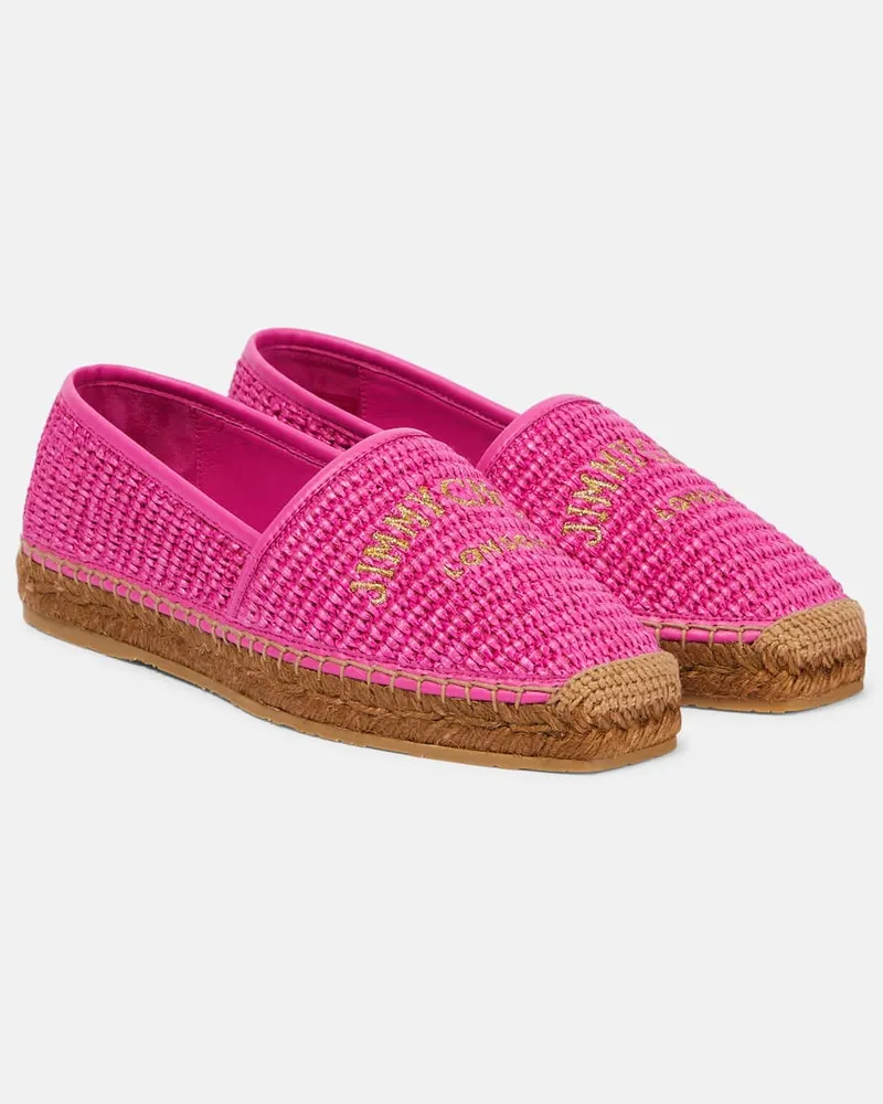 Jimmy Choo Espadrilles Brie Flat aus Raffiabast Rosa