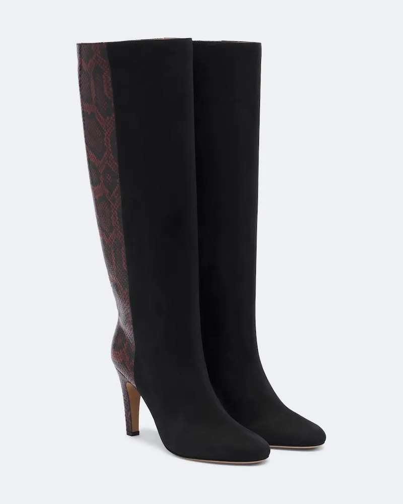 Ferragamo Stiefel aus Veloursleder und Leder Schwarz