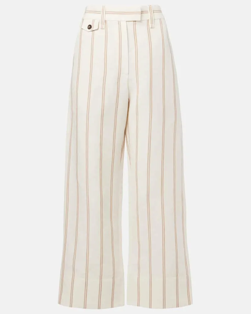 Brunello Cucinelli Chinohose Monili aus Leinen und Baumwolle Weiß