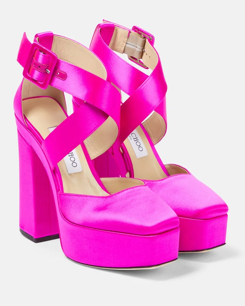 Jimmy Choo Plateau-Pumps Gaia aus Satin Rosa