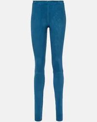 Stouls Leggings Carolyn aus Veloursleder Blau