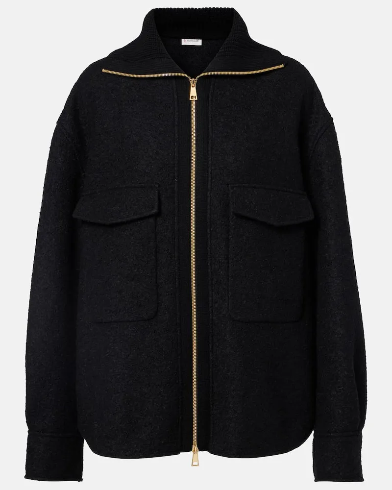 Moncler Hemdjacke aus BouclÃ Schwarz