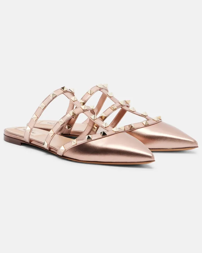 Valentino Garavani Mules Rockstud 60 aus Leder Pink