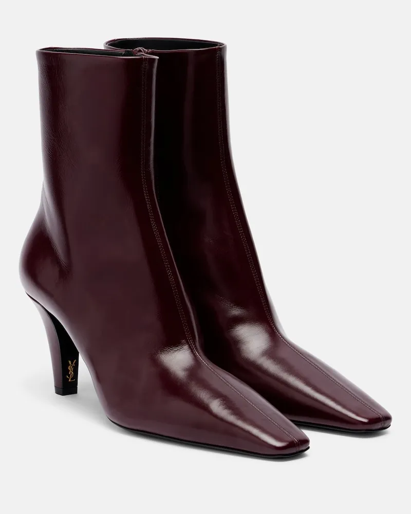 Saint Laurent Ankle Boots Jill aus Leder Burgunderrot