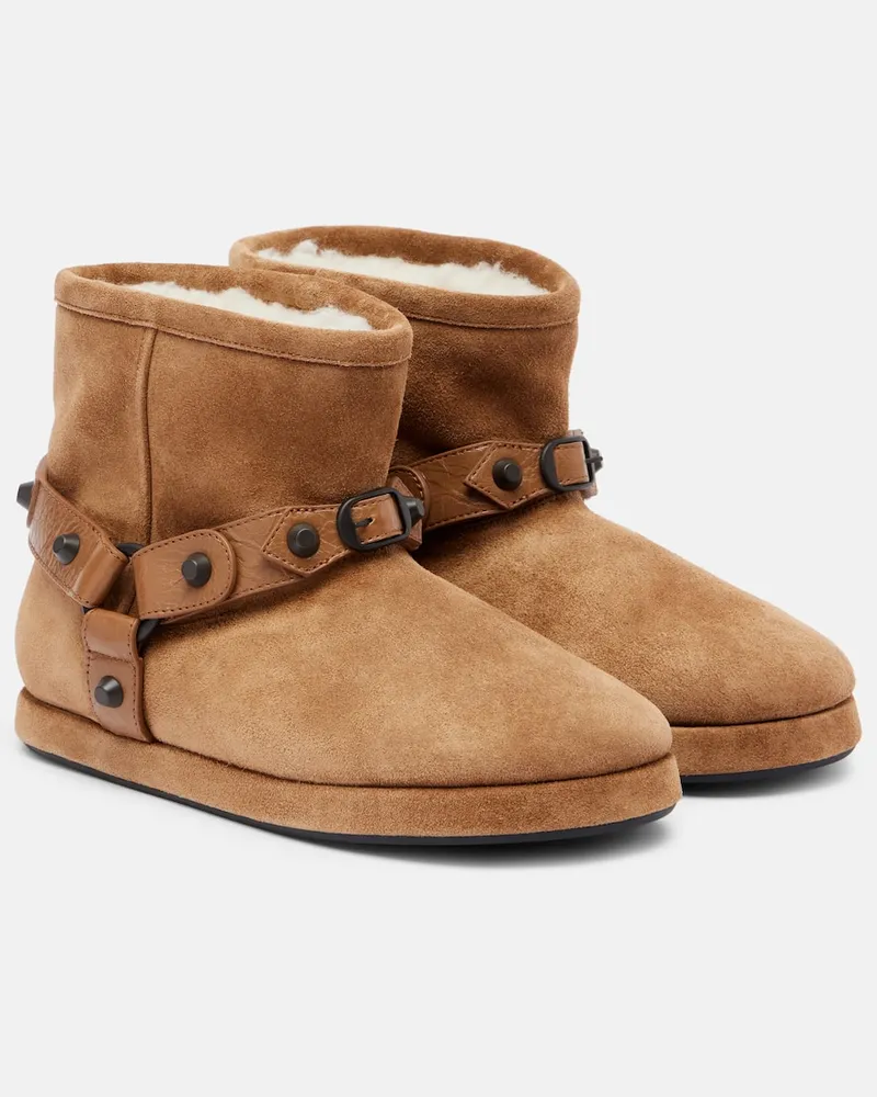 Balenciaga Ankle Boots Alaska aus Veloursleder Braun