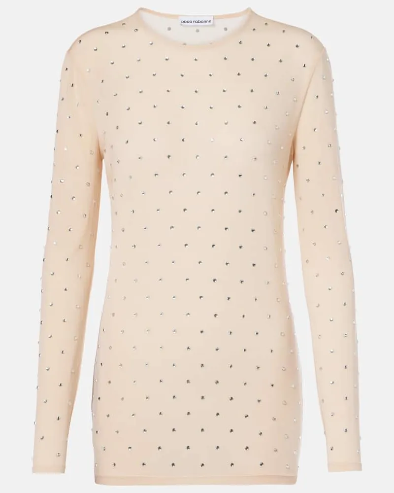 Paco Rabanne Top mit Kristallen Beige