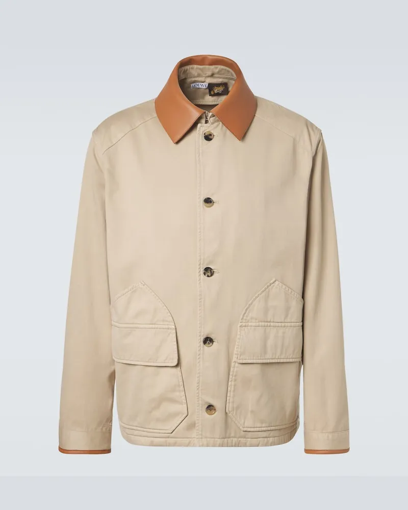 Loewe Paula's Ibiza Jacke aus Baumwolle mit Leder Beige