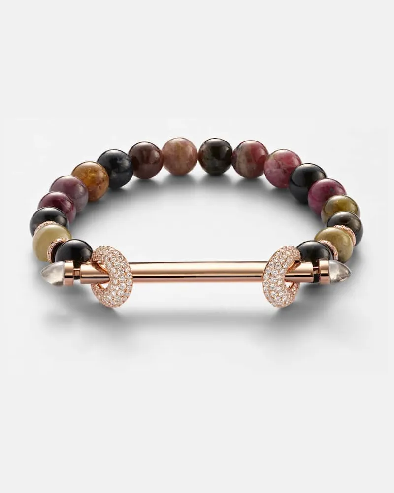 Ananya Armband Chakra aus Turmalin mit 18kt Roségold, Diamanten und Quarz Gold