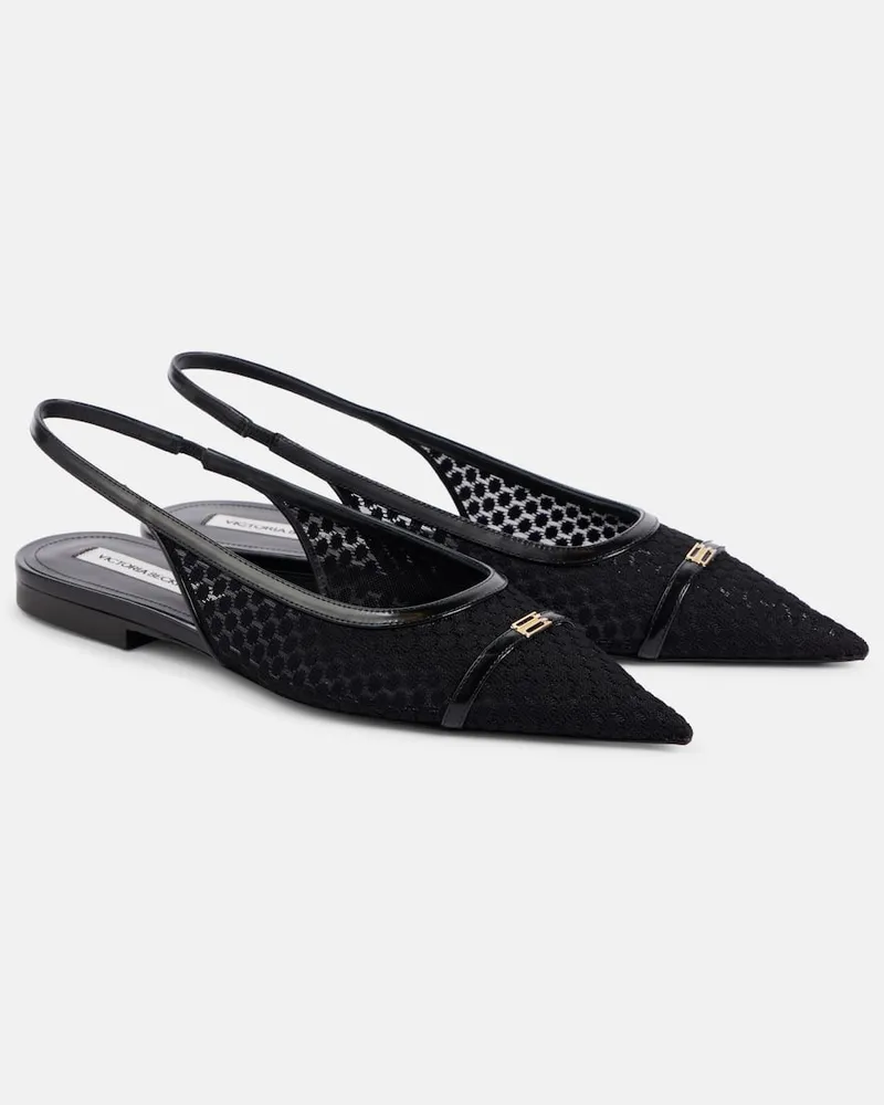 Victoria Beckham Slingback-Ballerinas aus Mesh mit Leder Schwarz