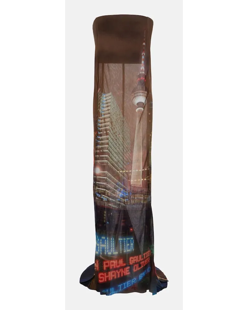 Jean Paul Gaultier X Shayne Oliver Bedruckte Robe aus Tüll Multicolor