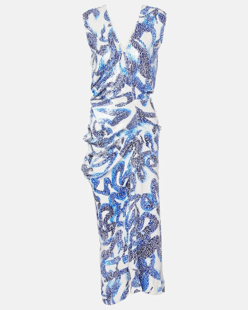 Dries van Noten Midikleid mit Pailletten Blau