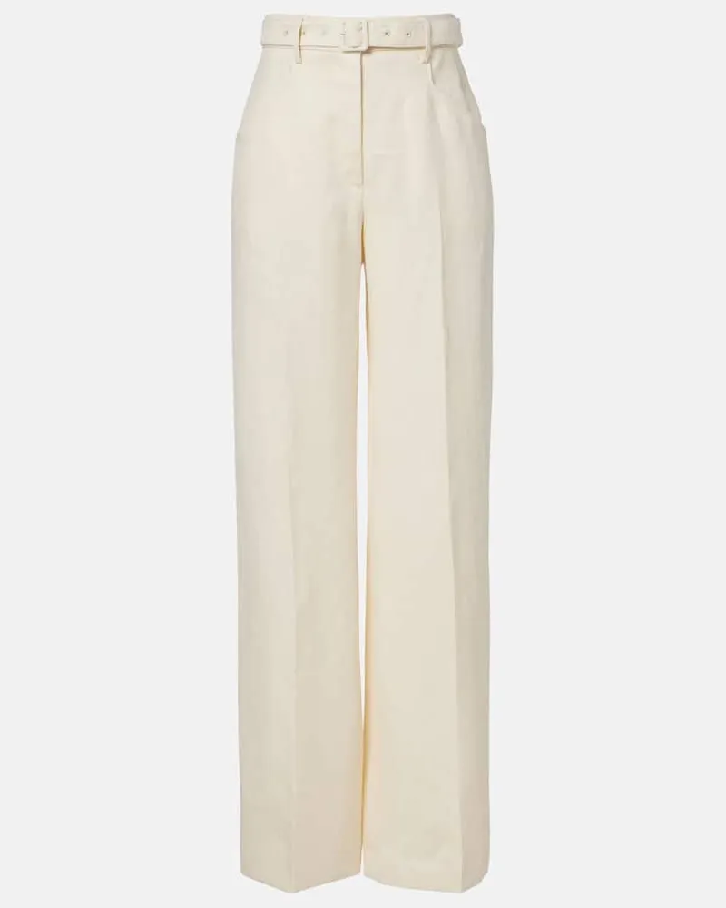 Gabriela Hearst Gerade Hose Norman aus Leinen Weiß