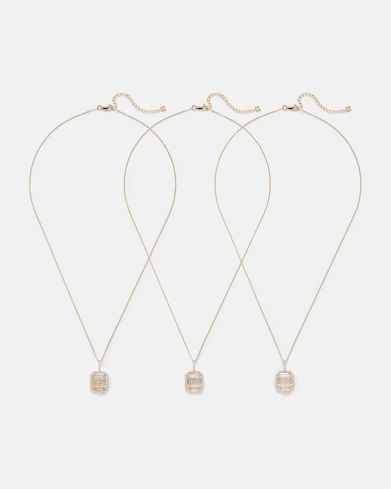 MATEO Halskette Initial aus 14kt Gelbgold mit Diamanten und Quarz Gold
