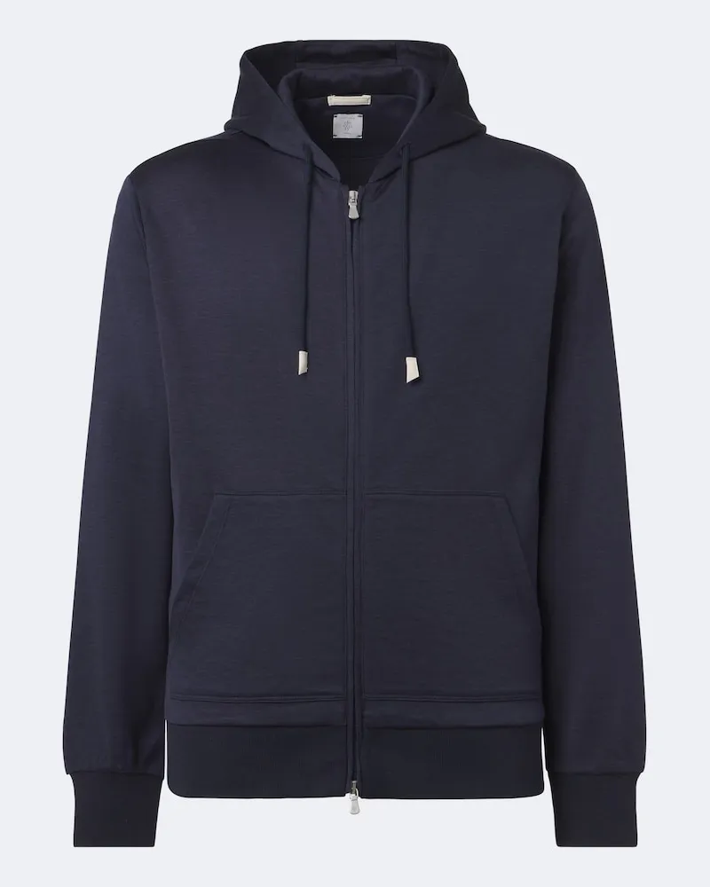 Eleventy Kapuzenjacke aus einem Seidengemisch Blau