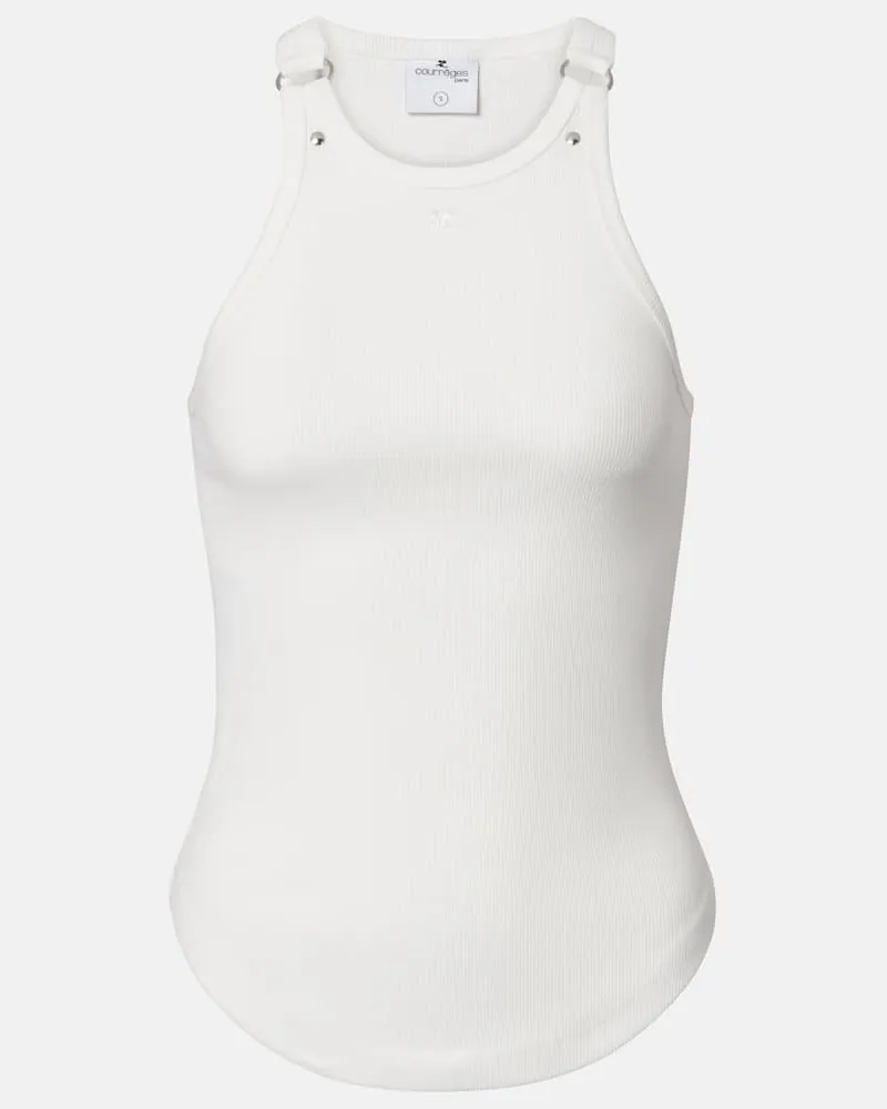Courrèges Courrèges Top Buckle 90's aus Rippstrick Weiß