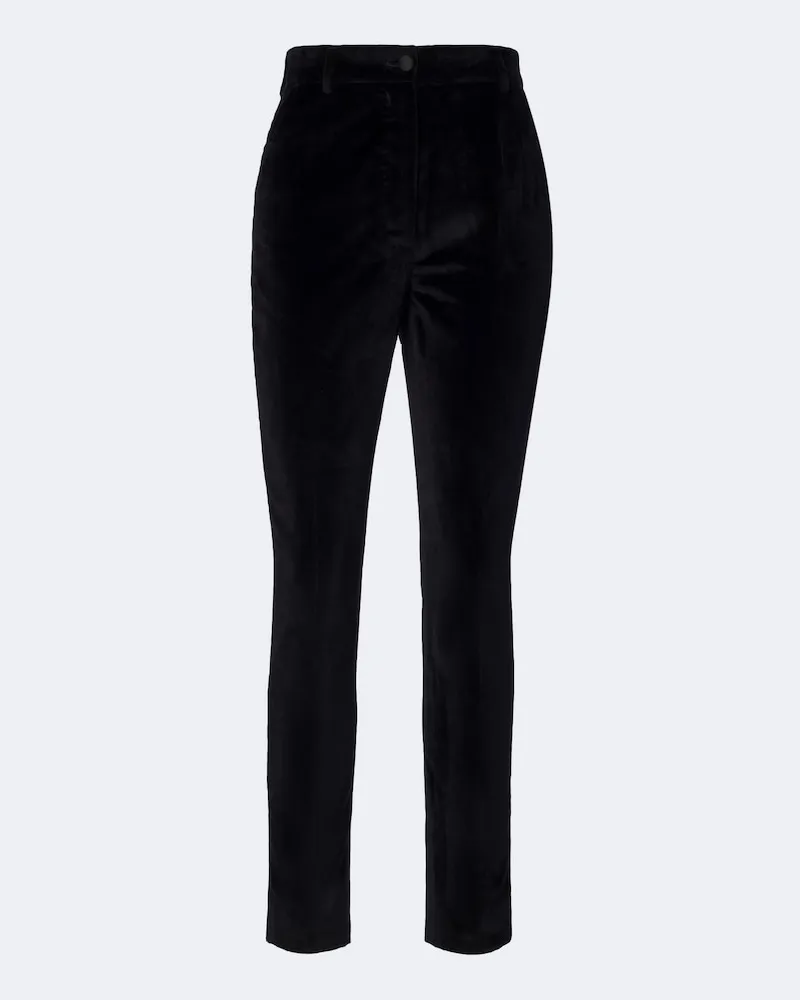 Dolce & Gabbana Schmale Hose aus Samt Schwarz