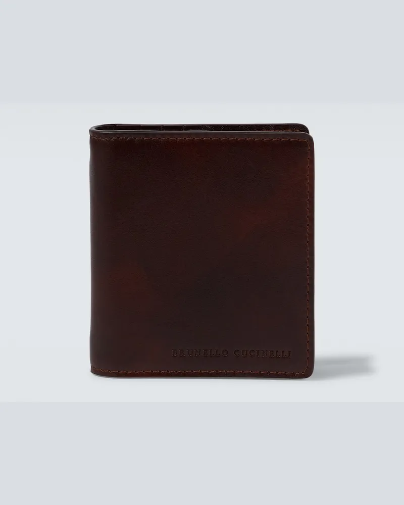Brunello Cucinelli Portemonnaie aus Leder Burgund