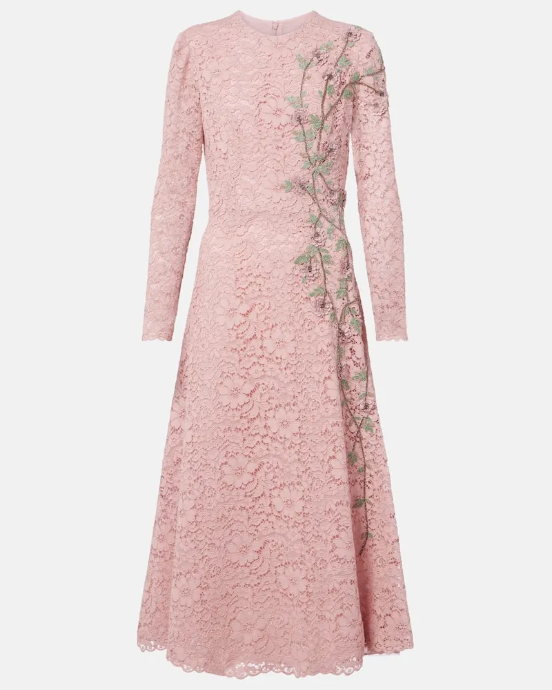 COSTARELLOS Verziertes Midikleid Marlena aus Spitze Pink