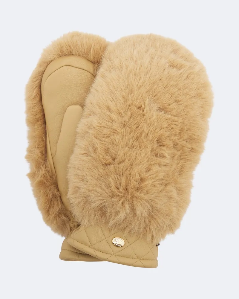 GOLDBERGH Fäustlinge Hill aus Leder Beige