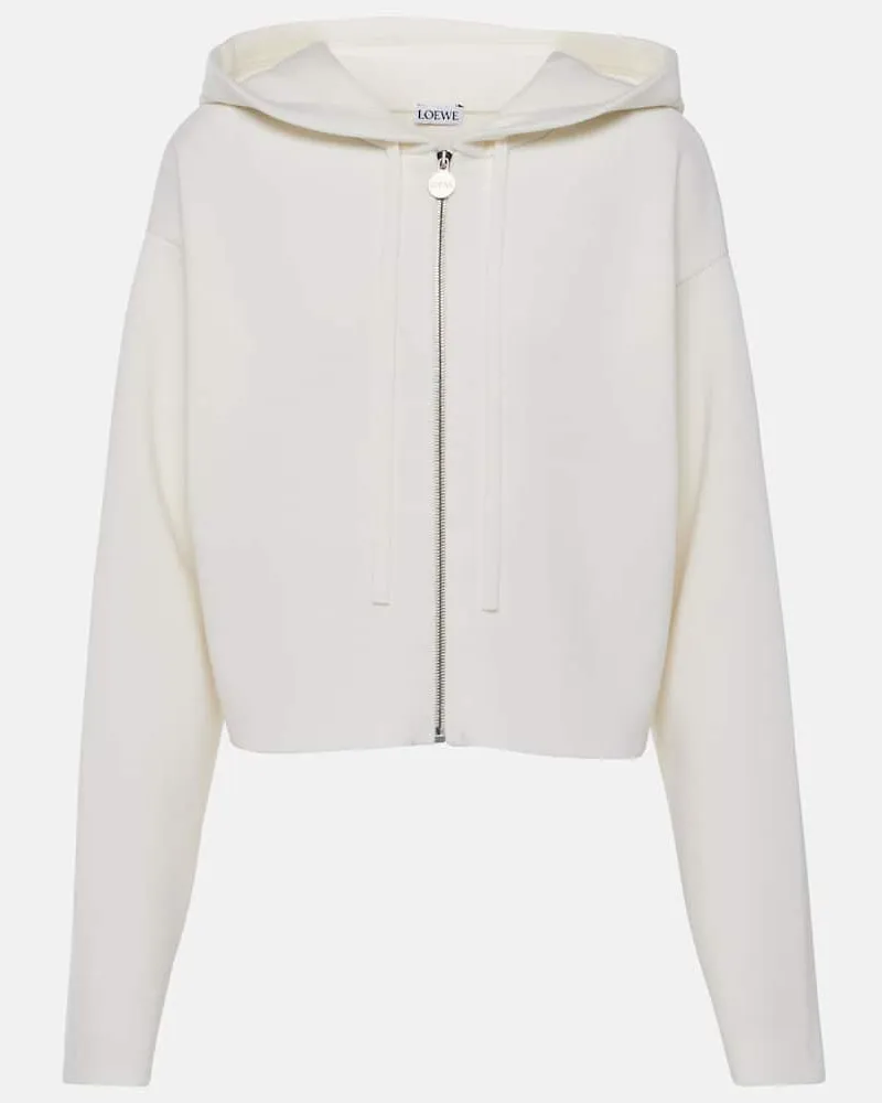 Loewe Kapuzenjacke Anagram aus einem Wollgemisch Weiß