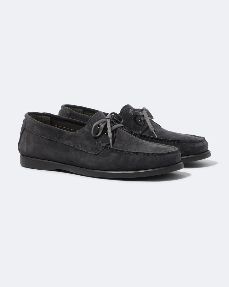 SAMAN AMEL Segelschuhe City Moc aus Veloursleder Grau