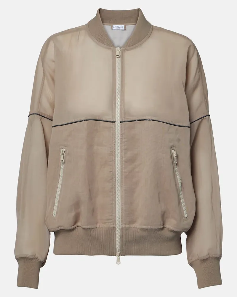 Brunello Cucinelli Bomberjacke aus Baumwollorganza Beige
