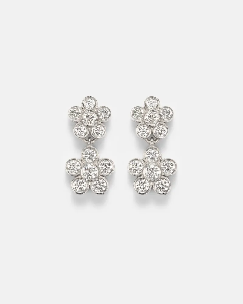 Ileana Makri Ohrringe Blossom Daisy Duo aus 18kt Weißgold mit Diamanten Silber