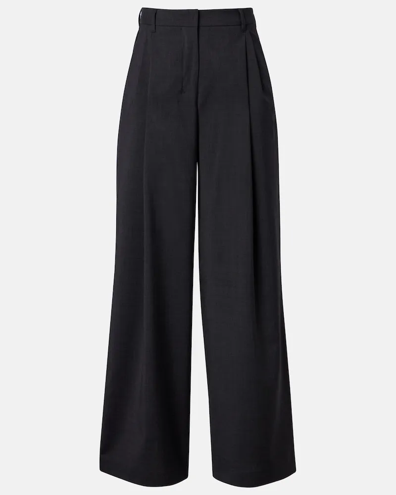 Max Mara Weite Hose aus Wolle Grau