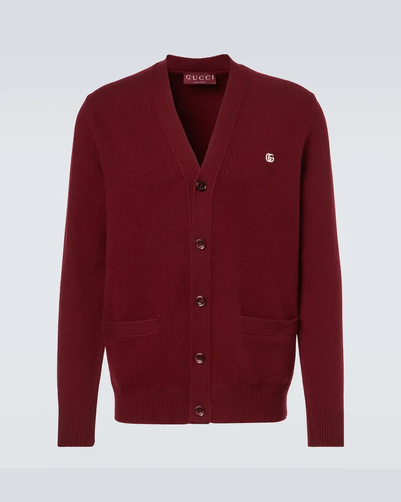 Gucci Cardigan aus Wolle und Kaschmir Burgund