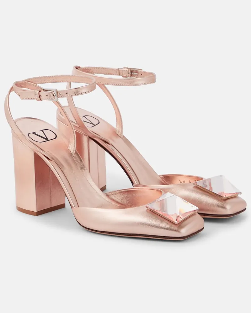 Valentino Garavani Pumps One Stud 100 aus Metallic-Leder Pink