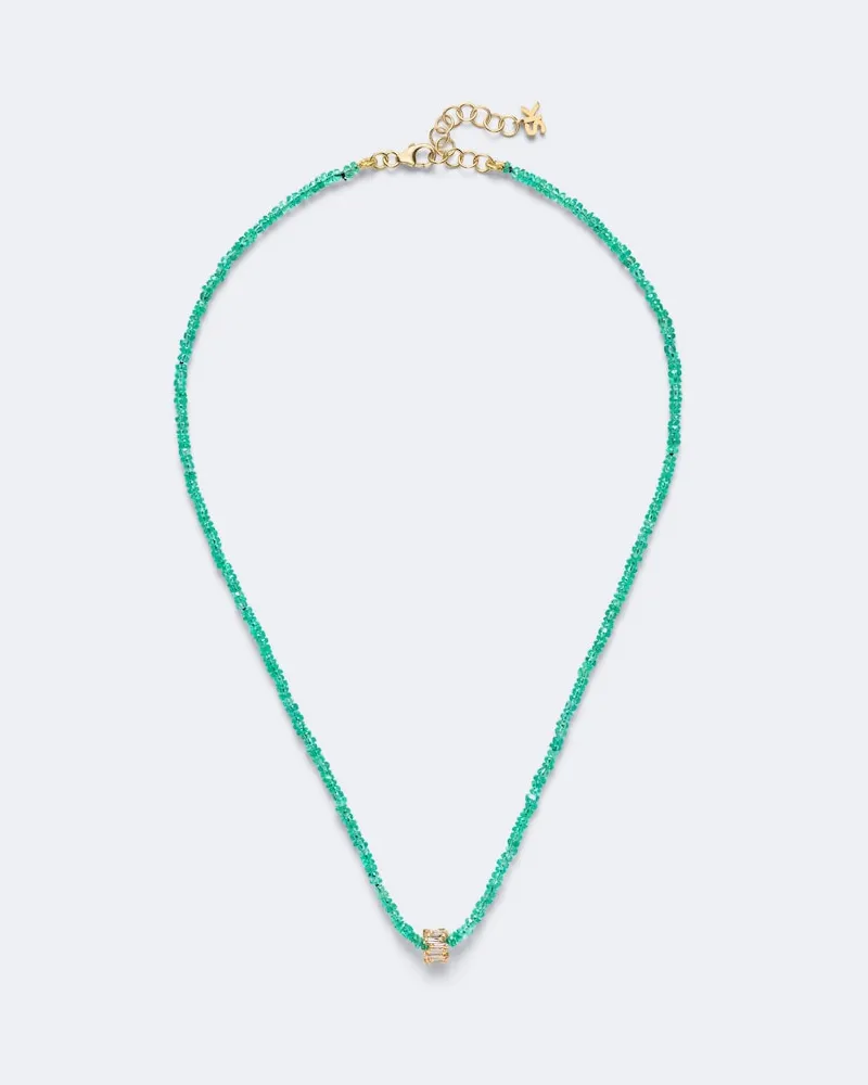 Suzanne Kalan Halskette Infinite aus 18kt Gelbgold mit Diamanten und Smaragden Gold