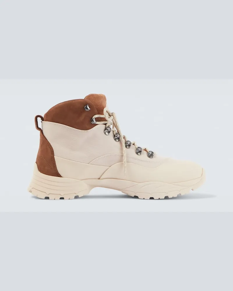 Brunello Cucinelli Schnürstiefel mit Veloursleder Beige