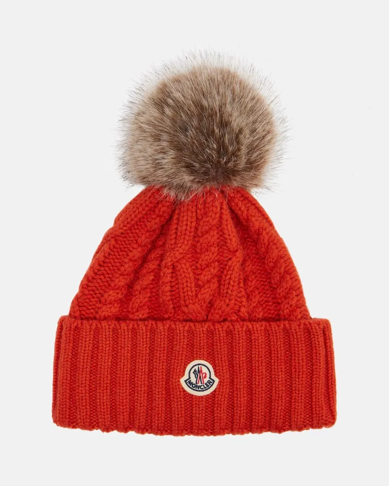 Moncler Mütze aus Wolle und Kaschmir Rot