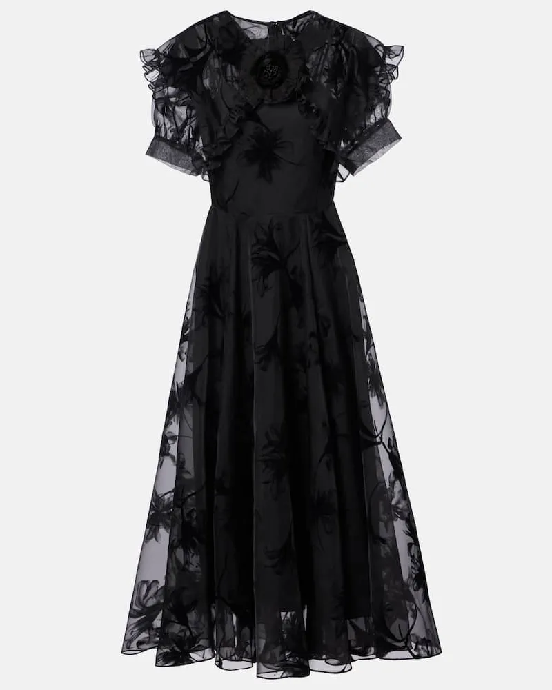 Rodarte Midikleid aus Organza Schwarz