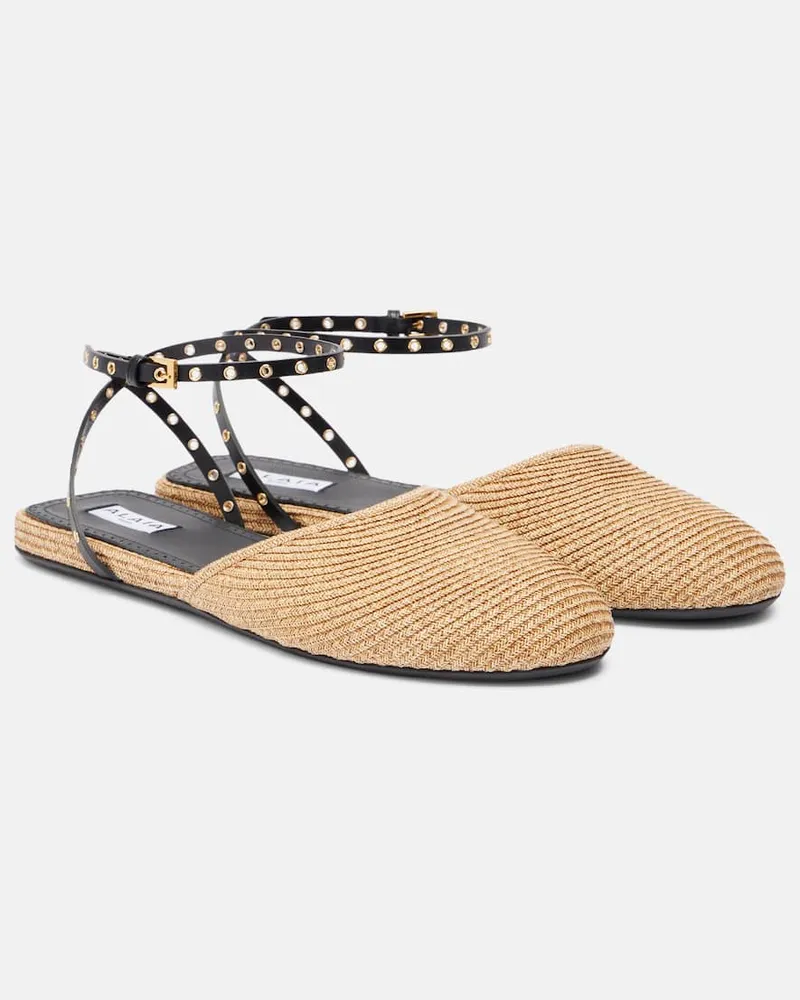 Alaïa Alaïa Slingback-Ballerinas aus Raffiabast mit Leder Nude