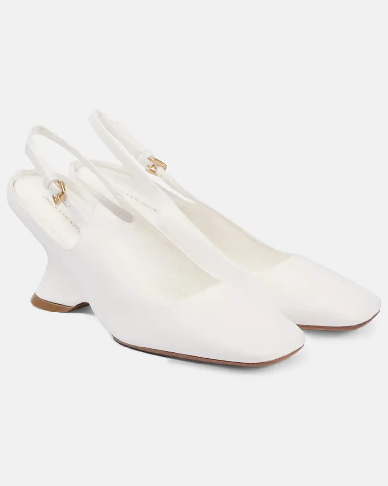 Dries van Noten Slingback-Pumps 75 aus Leder Weiß