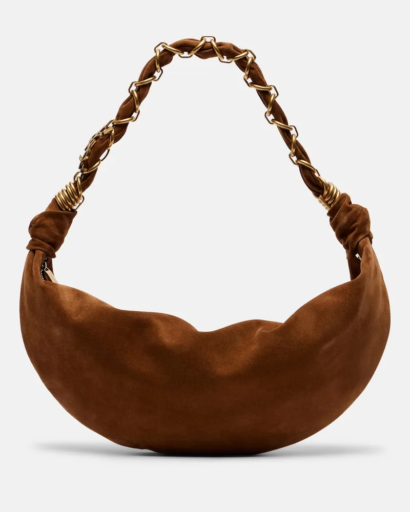 Saint Laurent Schultertasche Amalia Small aus Veloursleder Braun