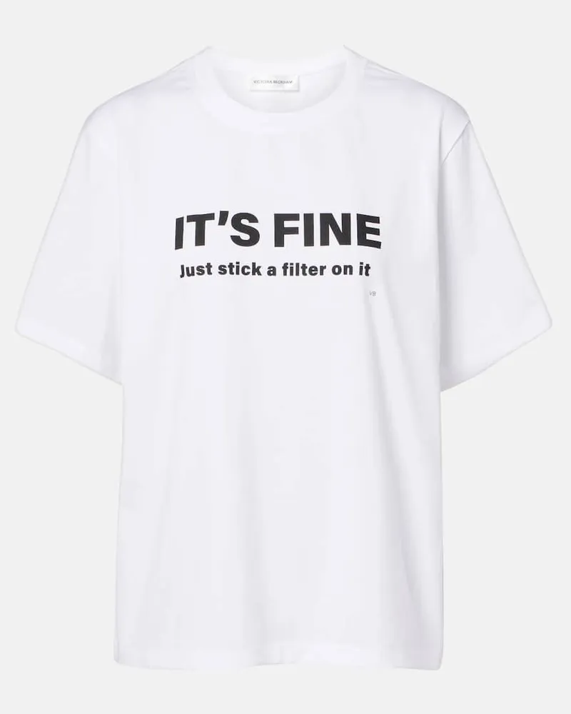 Victoria Beckham Bedrucktes T-Shirt aus Baumwoll-Jersey Weiß