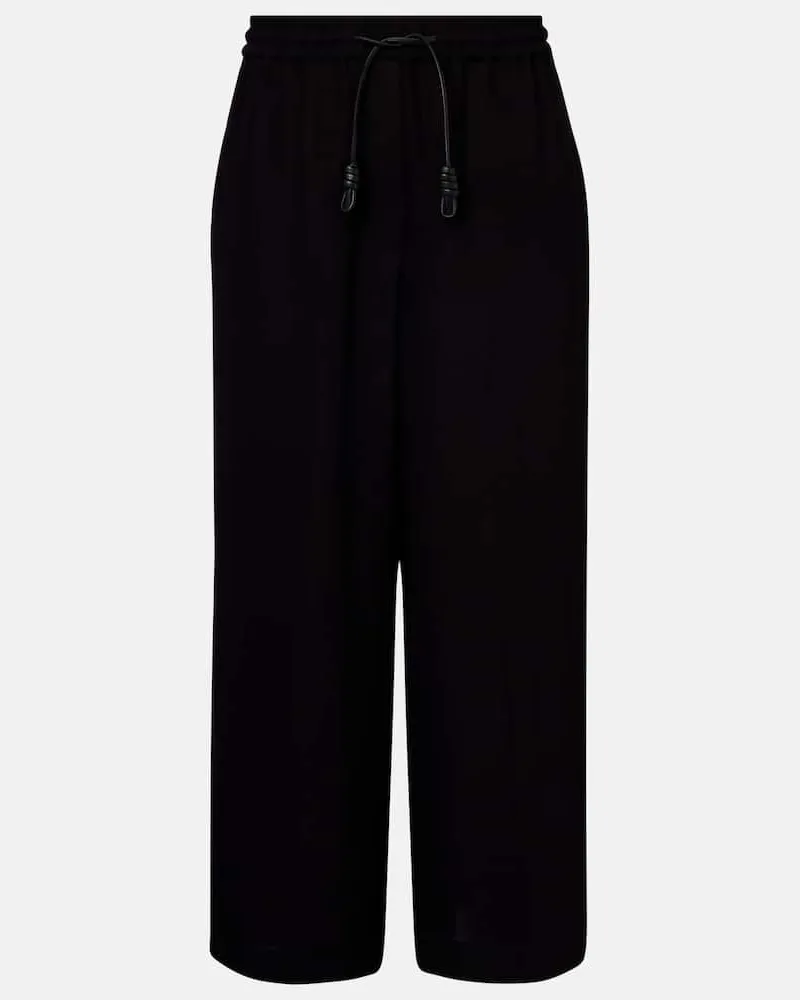 Loewe Weite Cropped-Hose aus Cady Schwarz