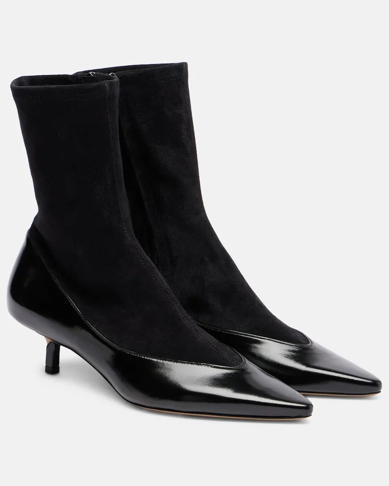 Jacquemus Ankle Boots Tourni aus Leder und Veloursleder Schwarz