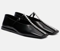 Ballerinas aus Leder mit Kristallen