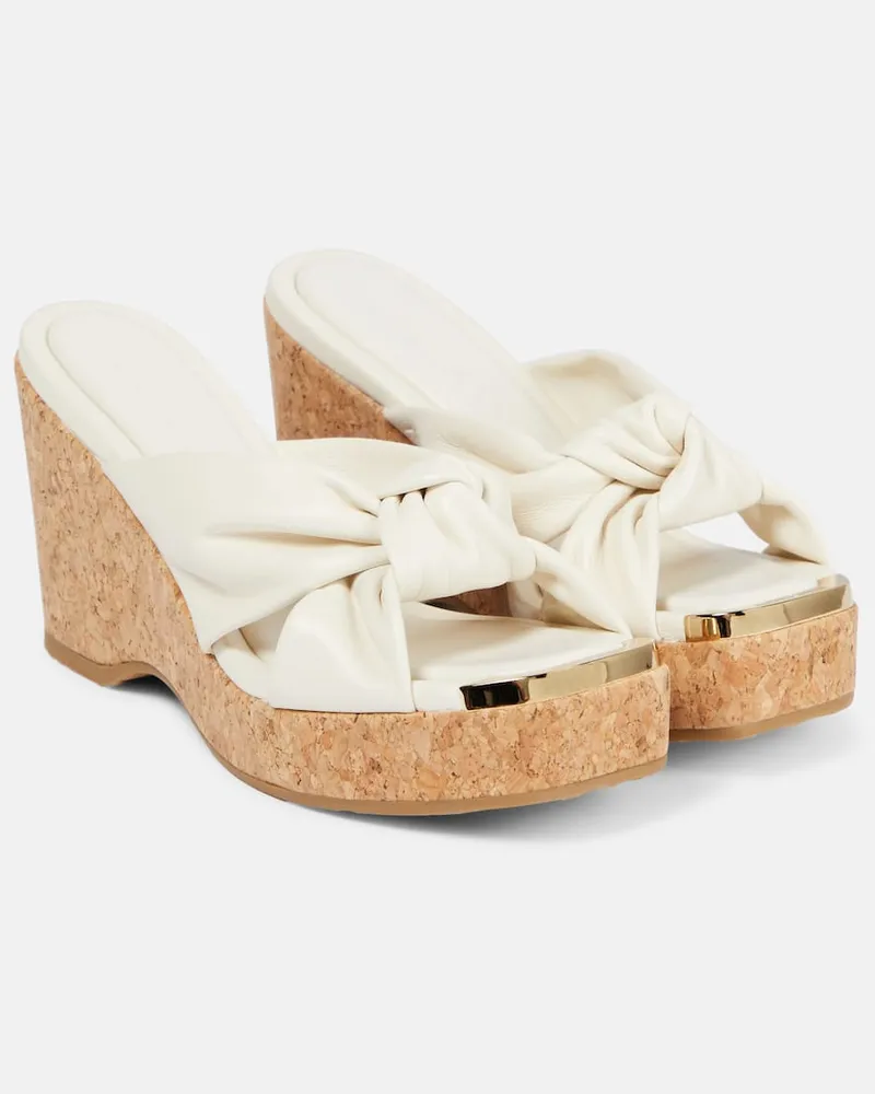 Jimmy Choo Wedge-Pantoletten Avenue aus Leder Weiß