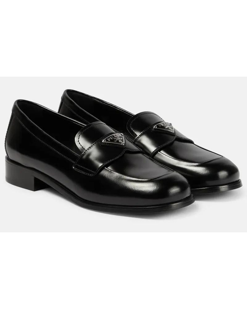 Prada Loafers Penny aus Leder Schwarz