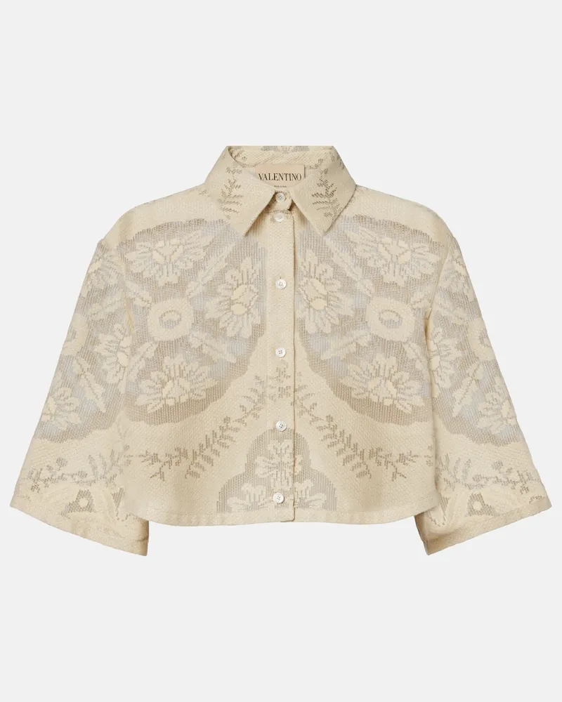 Valentino Garavani Cropped-Hemd aus einem Baumwollgemisch Beige