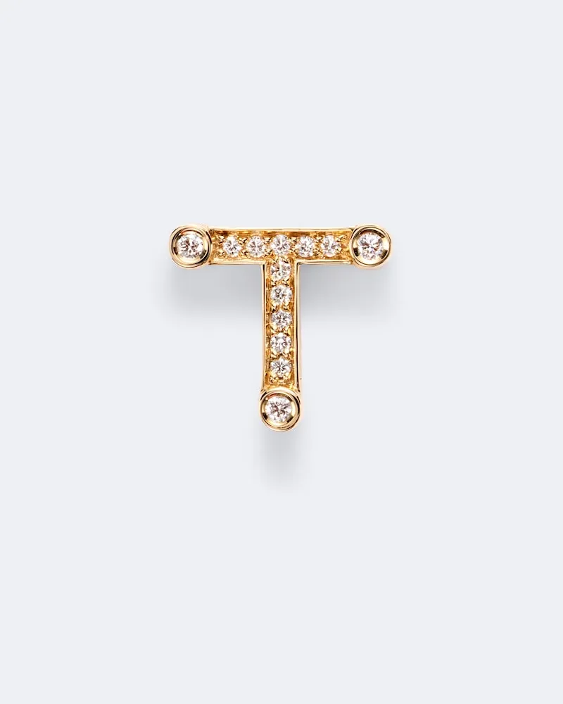 Sophie Bille Brahe Einzelner Ohrring Initial Petite T aus 18kt Gelbgold mit Diamanten Gold