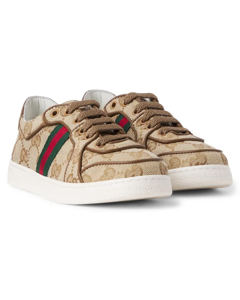 Gucci Sneakers Stretch Web Stripe aus GG-Canvas Beige