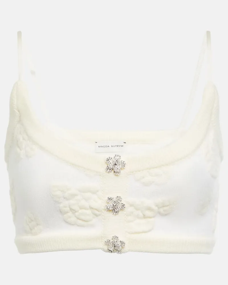 Magda Butrym Cropped-Top aus einem Wollgemisch Weiß