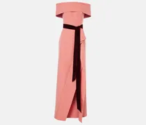Off-Shoulder-Robe aus einem Wollgemisch