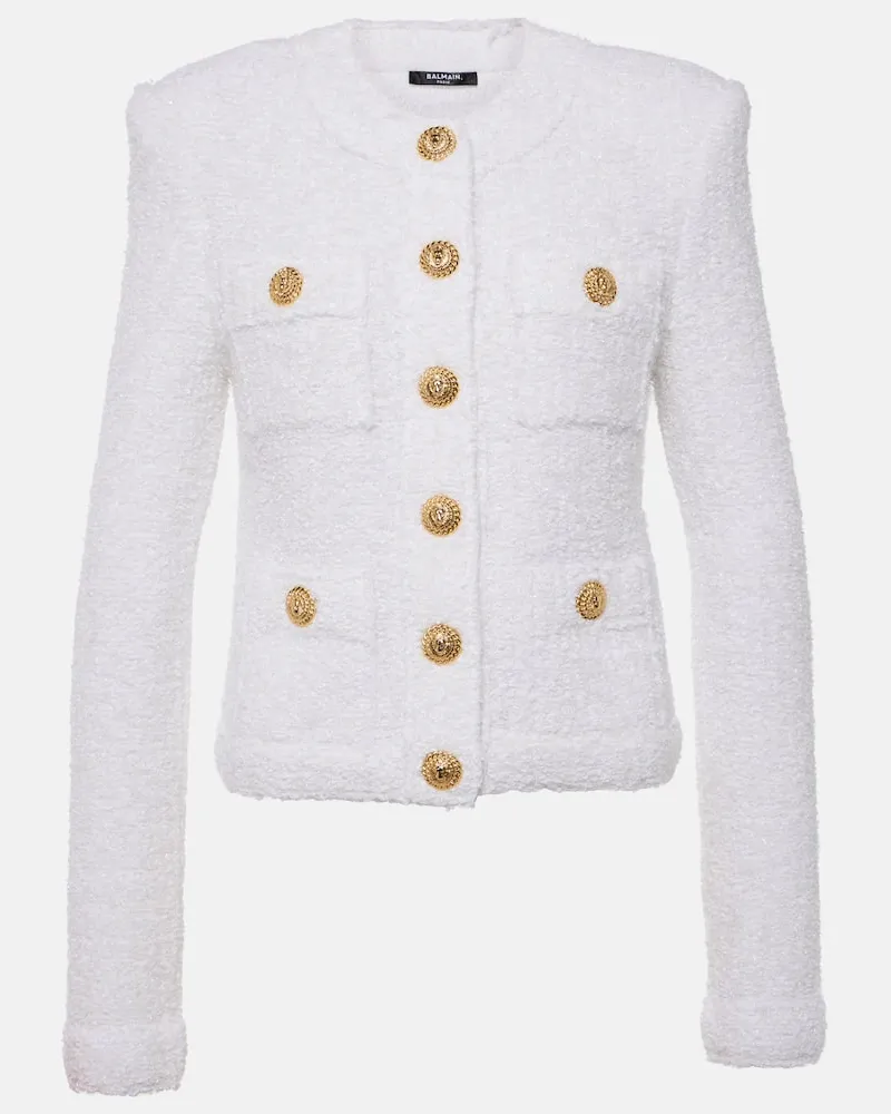 Balmain Jacke Miami aus Tweed Weiß