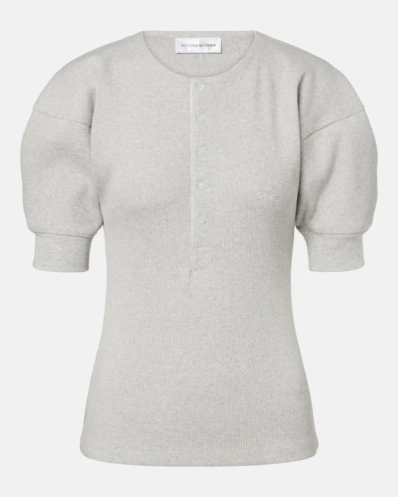 Victoria Beckham Top aus einem Baumwollgemisch Grau